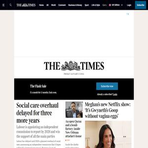 The Times & The Sunday Times: breaking news & todays latest headlines